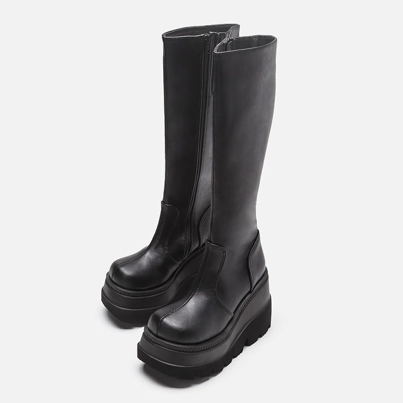 Sarah Express Gothic Platform Biker Boots Black