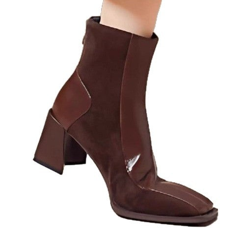 Suede Square Toe Block Heel Ankle Boots – square toe and heel profile alternate view 5