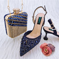 Sarah Express Embellished Party Sandals and Matching Bag Navy Blue