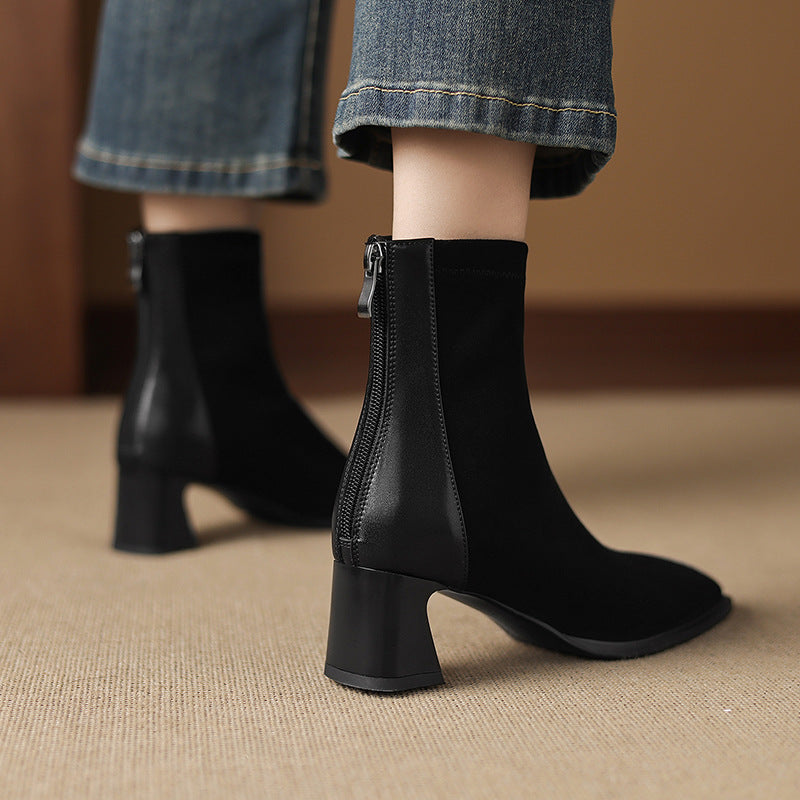 Sarah Express Vintage Patchwork Mid-Heel Ankle Boots