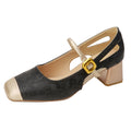 Sarah Express Square Toe Chunky Heel Mary Janes Black