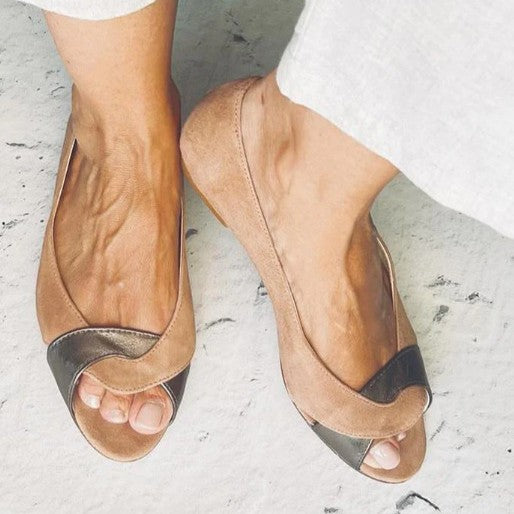 Sarah Express Colorblock Fishmouth Flat Sandals